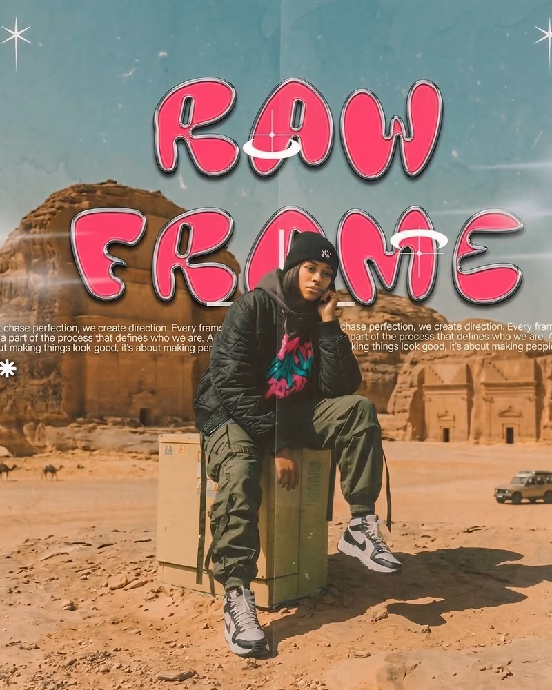 Hson Raw Frame campaign artwork shot on location in the desert
